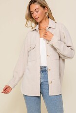 Miss Bliss Timing Brushed Thermal Waffle Knit Shacket-Oatmeal