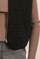Miss Bliss Timing Quilted Zip Up Vest-Black