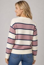 Miss Bliss Dream Striped Crewneck Sweater-Iv/Blush/Navy