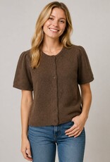 Miss Bliss Dream The Soft Puff-Slv Cardigan-Brown