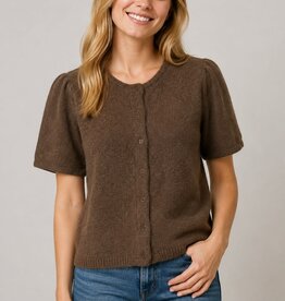 Miss Bliss PREORDER Dream The Soft Puff Sleeve Cardigan-Brown