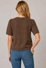 Miss Bliss Dream The Soft Puff-Slv Cardigan-Brown