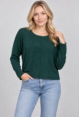 Miss Bliss Dreamers Round Neck Pullover-Hunter Green