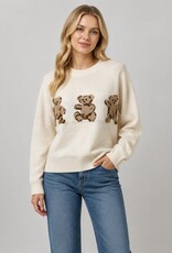 Miss Bliss Dream Teddy Trio Crew Sweater-Ivory