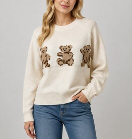Miss Bliss PREORDER Dream Teddy Trio Crew Sweater-Ivory