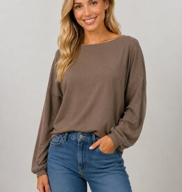 Miss Bliss Dream Boatneck Pullover Sweater-Hazelnut