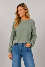 Miss Bliss Dream Boatneck Pullover Sweater-Tea Green