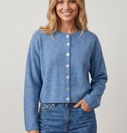 Miss Bliss PREORDER Dream Chic Button Up Crew Neck-Blue