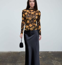 Miss Bliss Gilded Rose Mesh Top-Black Combo