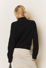 Miss Bliss Blu Ribbed Rolled Mock Nck Cropped Knit Swtr-Black