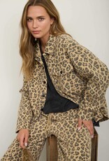 Miss Bliss Blu Leopard Print Collared Button Down Shacket- Brown