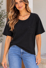 Miss Bliss CC Front Pocket SS Top - Black