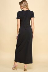 Miss Bliss SS Solid Twist Maxi Dress- Black