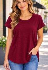 Miss Bliss CC Solid SS Basic T-Shirt- Wine