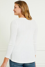 Miss Bliss CC Slightly Fitted Ribbed White LS Top - Ivory