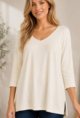 Miss Bliss CC Solid Knit 3/4 Sleeve Top - Ivory