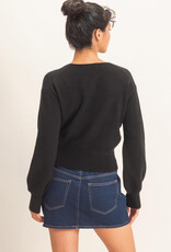 Miss Bliss HYFVE Wrap V Neck Sweater- Black