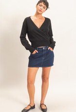 Miss Bliss HYFVE Wrap V Neck Sweater- Black