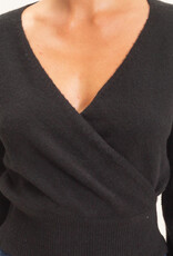 Miss Bliss HYFVE Wrap V Neck Sweater- Black