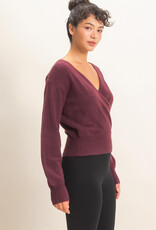 Miss Bliss HYFVE Wrap V Neck Sweater- Dark Cherry