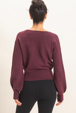 Miss Bliss HYFVE Wrap V Neck Sweater- Dark Cherry