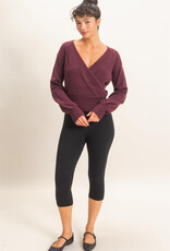 Miss Bliss HYFVE Wrap V Neck Sweater- Dark Cherry