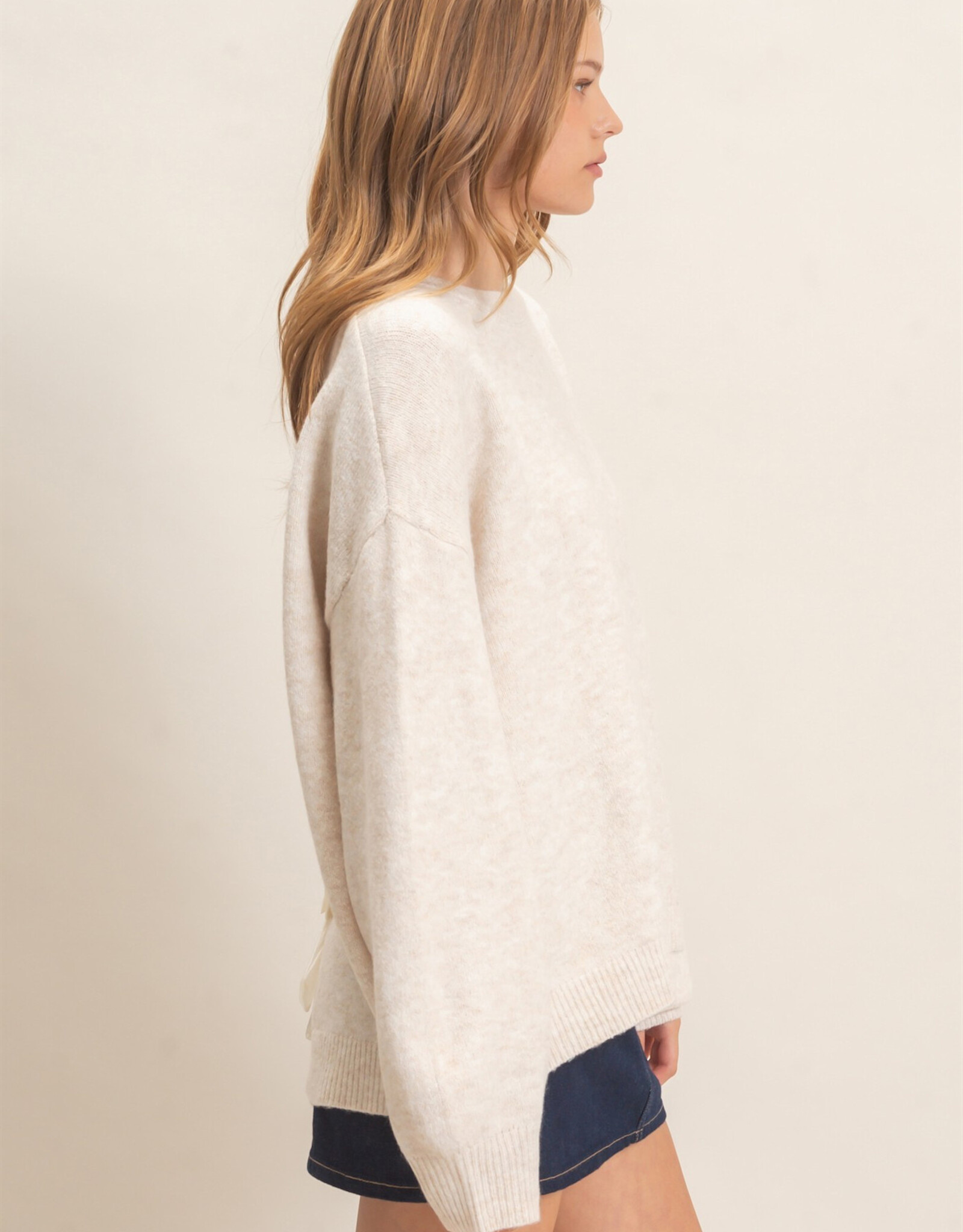 Miss Bliss HYFVE Open Back Sweater W/Organza Bows