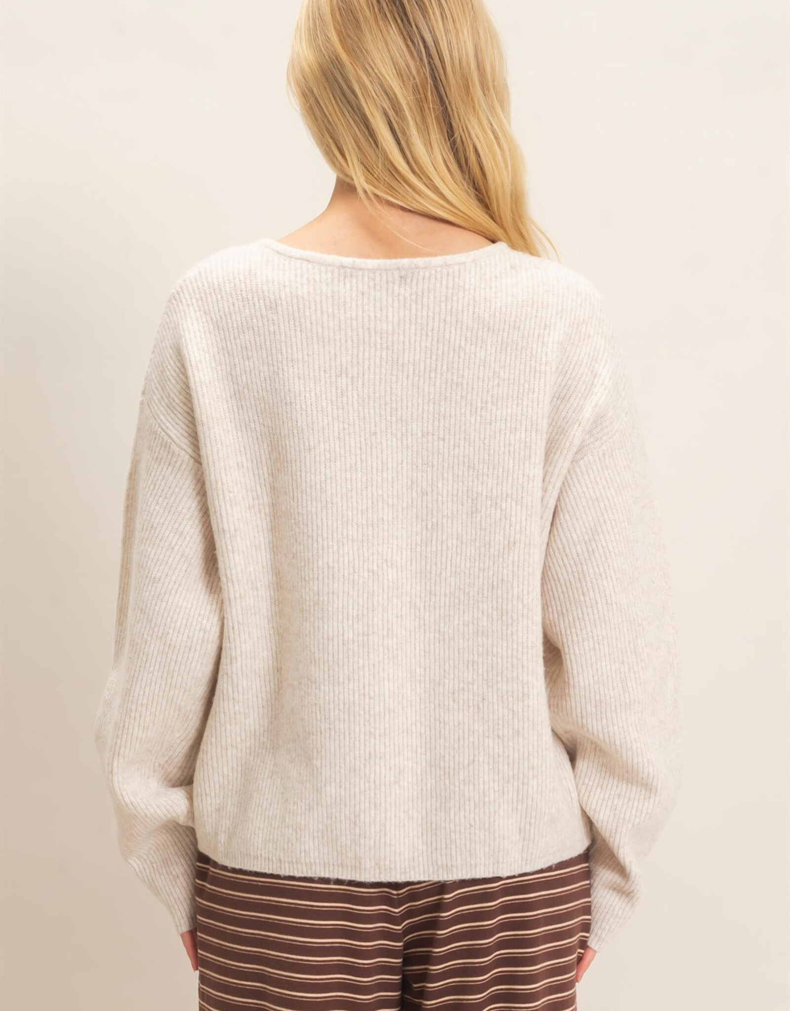 Miss Bliss HYFVE Ribbed Cardigan- Oatmeal