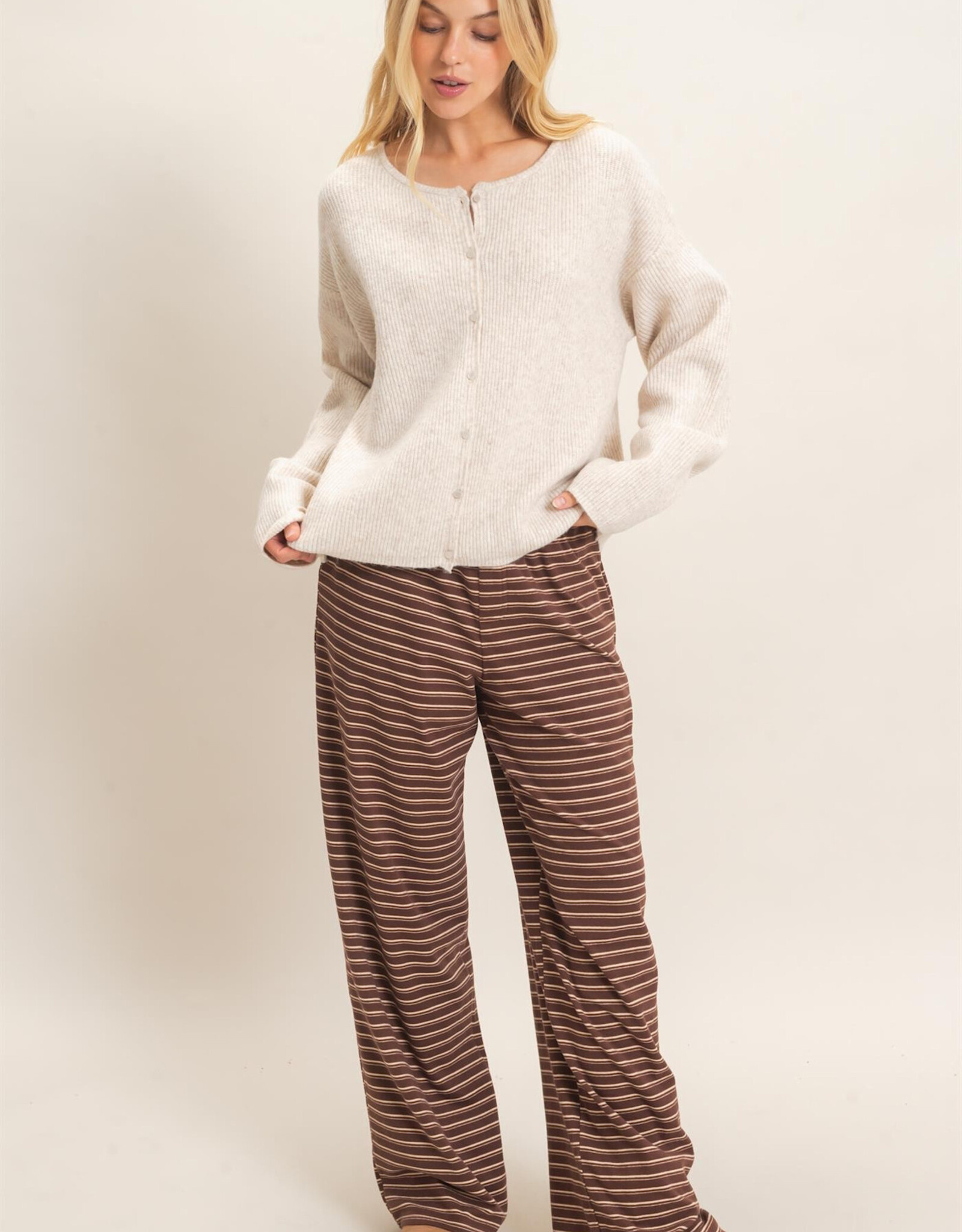 Miss Bliss HYFVE Ribbed Cardigan- Oatmeal