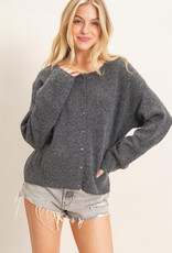 Miss Bliss HYFVE Ribbed Cardigan- Charcoal