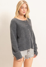 Miss Bliss HYFVE Ribbed Cardigan- Charcoal