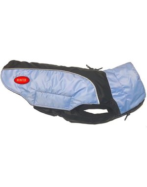 Hunter Hunter manteau chaud bleu et noir, hydrofuge avec velcro 10'' .