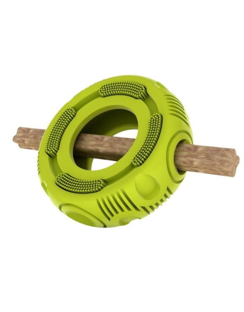 Messymutts Messy Mutts Stuff 'n Brush jouets pour chien pneu vert