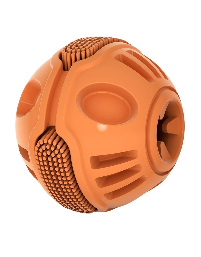 Messymutts Messy Mutts Stuff 'n Brush jouets pour chien balle orange