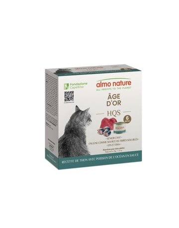 Almo Nature Almo nature HQS chat âgé - thon et poisson  6x50gr