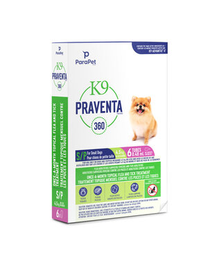 K9 K9 Praventa 360 traitement parasitaire chiens de petite taille jusqu’à 4,5 kg, 6 tubes
