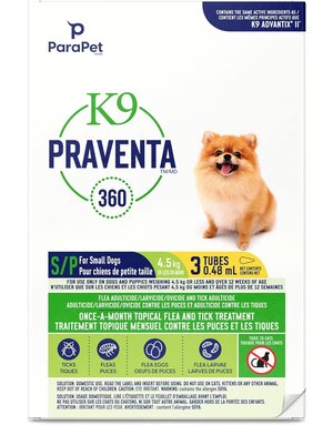 K9 K9 Praventa 360 traitement parasitaire chiens de petite taille jusqu’à 4,5 kg, 6 tubes