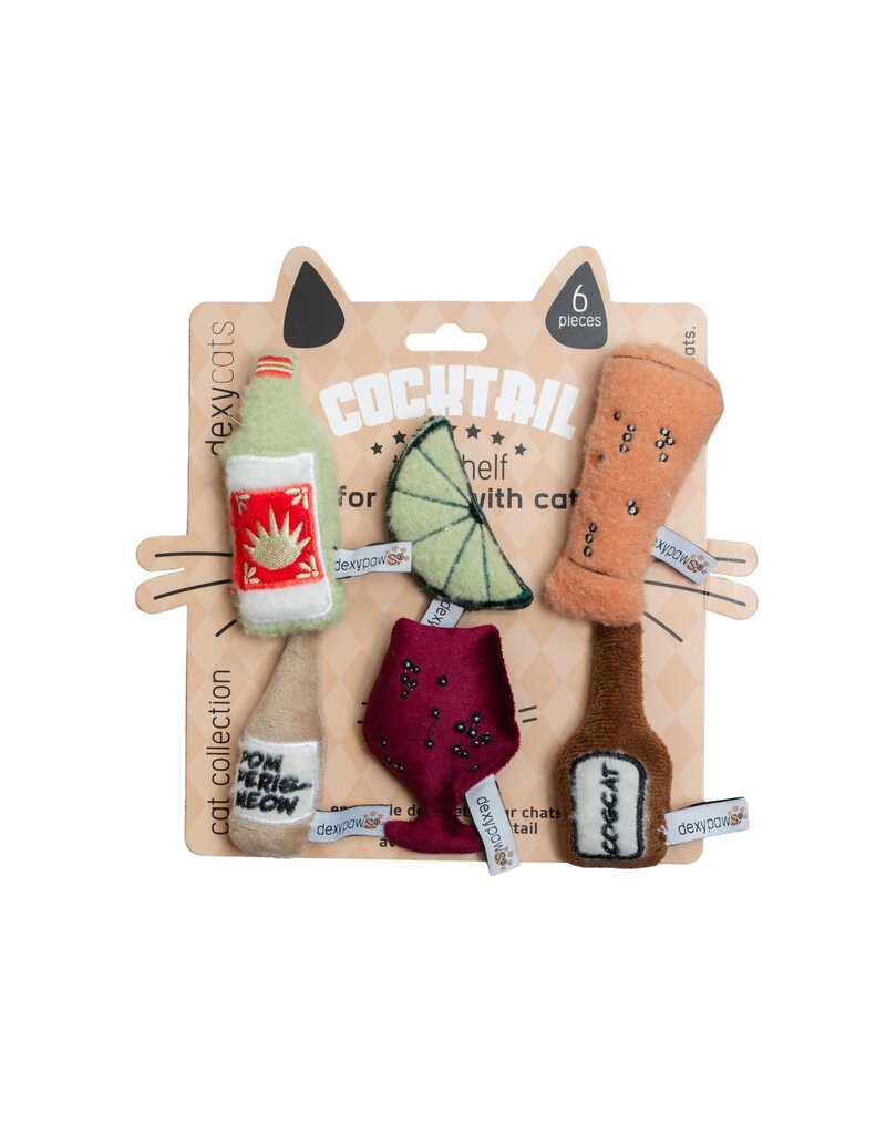 Dexypaws Dexypaws jouets en peluche pour chat -  ensemble de 6 cocktails