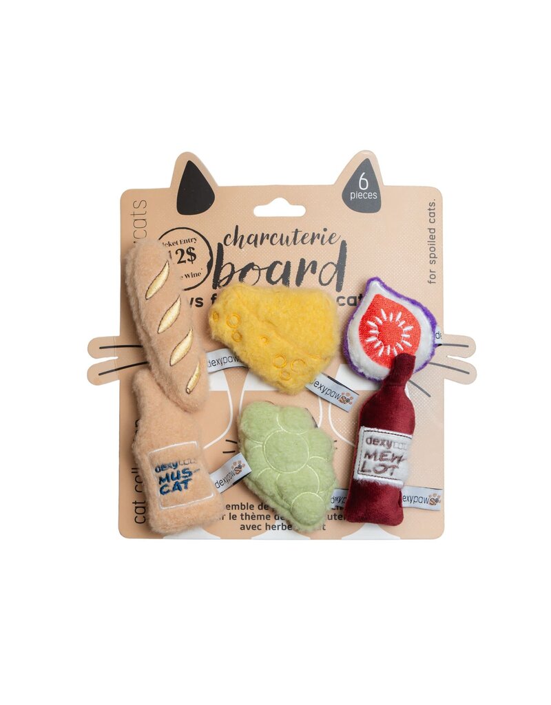 Dexypaws Dexypaws jouets en peluche pour chat -  ensemble de vin & fromage