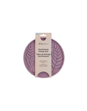 Dexypaws Dexypaws tapis de léchage forme de cercle et motifs de feuillage, rose poudré
