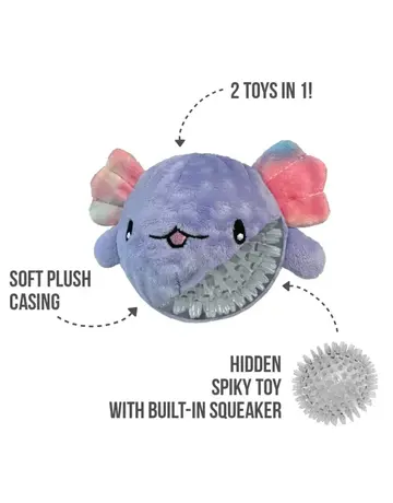 Foufit Foufit balle duveteuse Axolotl mauve grande
