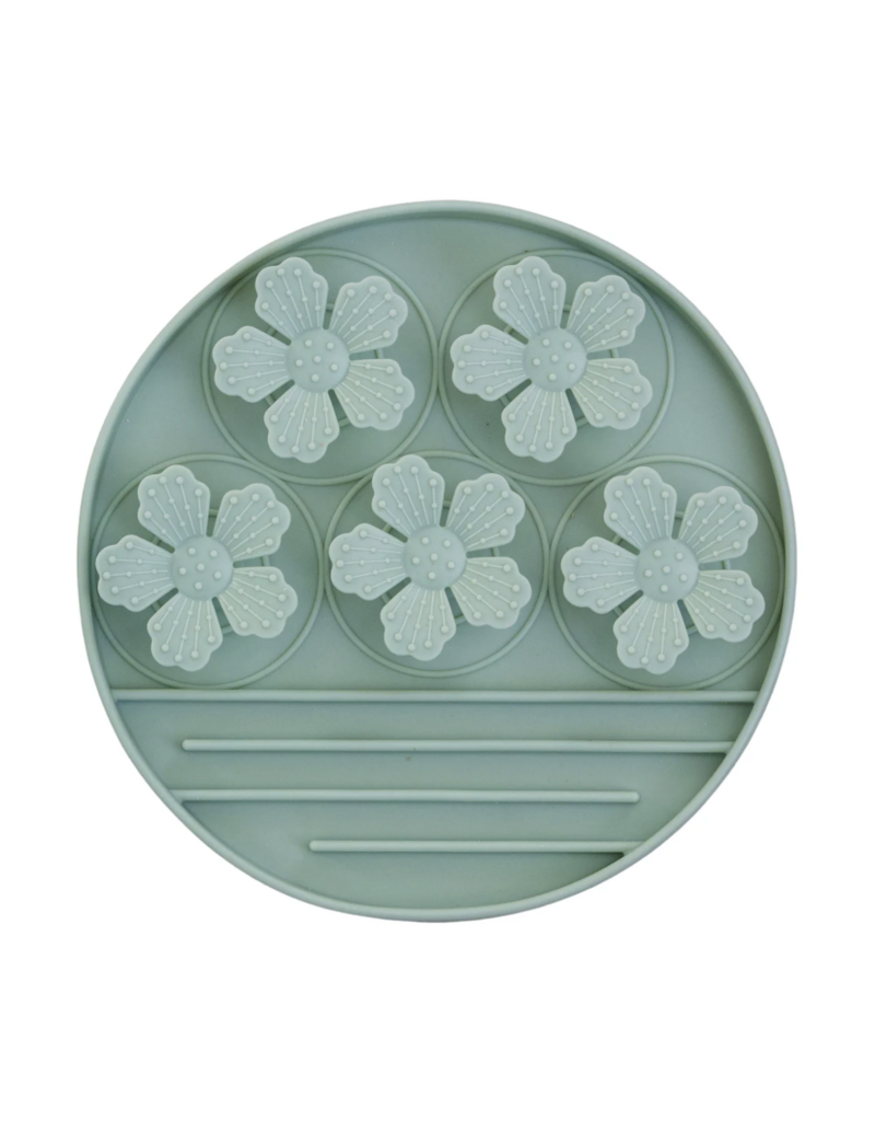 Dexypaws Dexypaws, tapis de léchage en silicone fleur vert sauge
