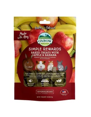 Oxbow Oxbow simple rewards gâteries à la pomme et banane (3 oz)