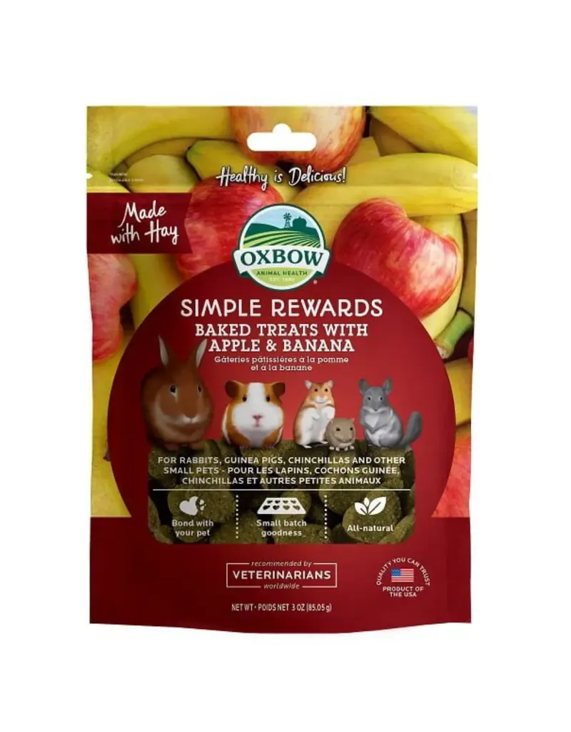 Oxbow Oxbow simple rewards gâteries à la pomme et banane (3 oz)