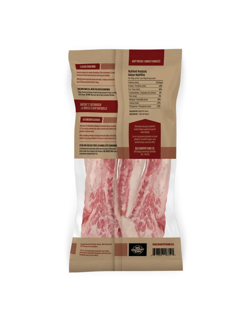 Big Country Pet Co. Big Country Raw côte de boeuf Tgrand 4pc