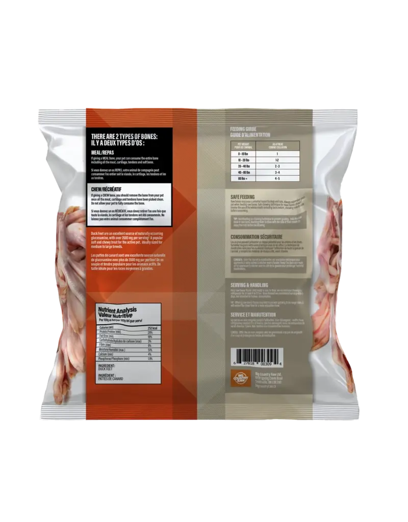 Big Country Raw Big Country Raw pattes de canard 1 lb