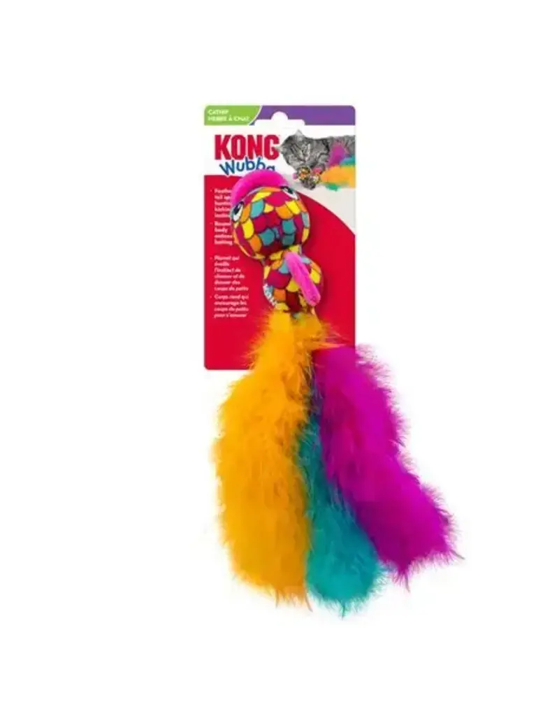 Kong Kong Wubba poisson plumet pour chats avec herbe à chat