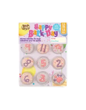 Bosco & Roxy's Bosco & Roxy's calendrier de fête 12 biscuits anniversaires numérotés rose