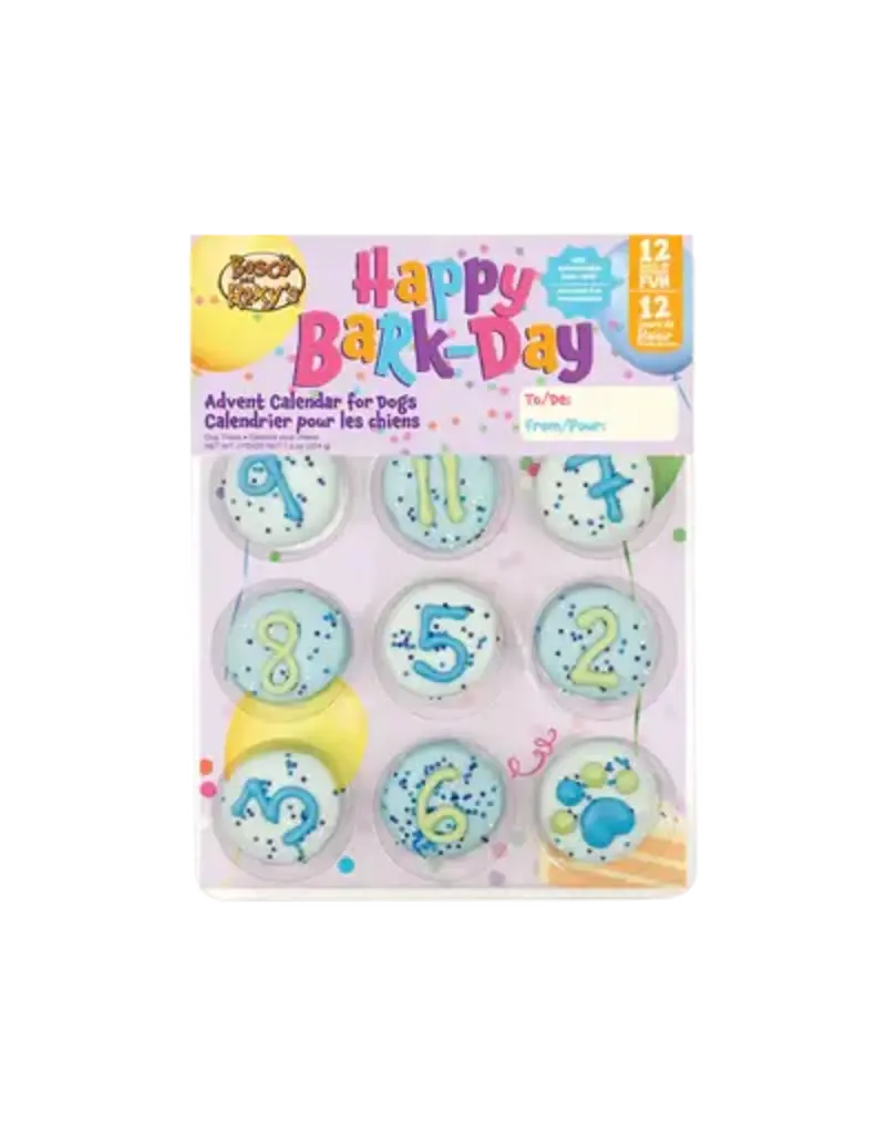 Bosco & Roxy's Bosco & Roxy's calendrier de fête 12 biscuits anniversaires numérotés bleu