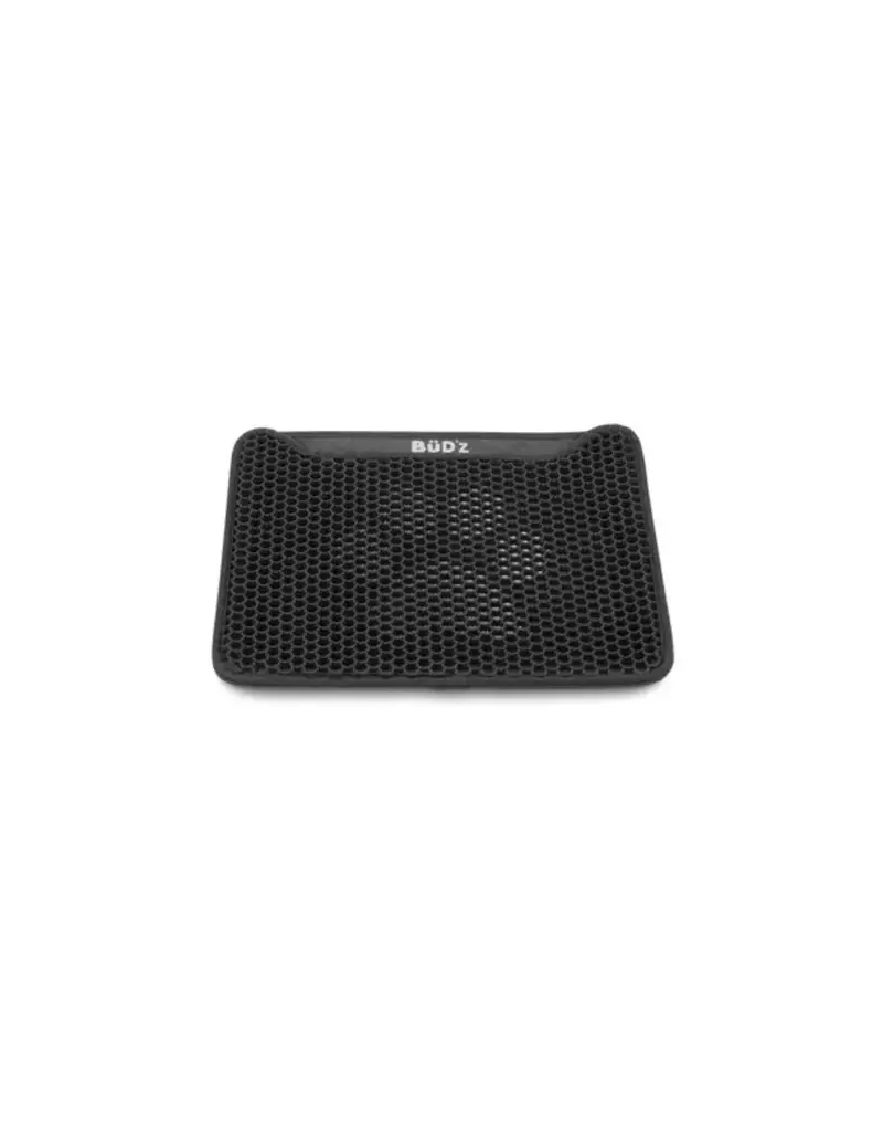 Bud'z Bud'z tapis à litière double couche, motif de pattes noir, grand 75x60 cm